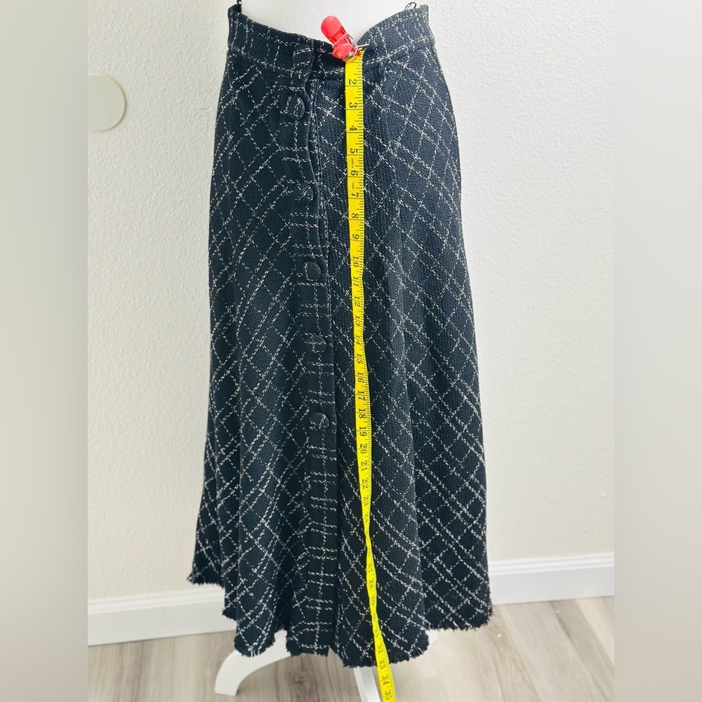 Zara Woman Tweed Maxi Skirt With a Button Down Front and Raw-Edge Hem Size M - Picture 6 of 8